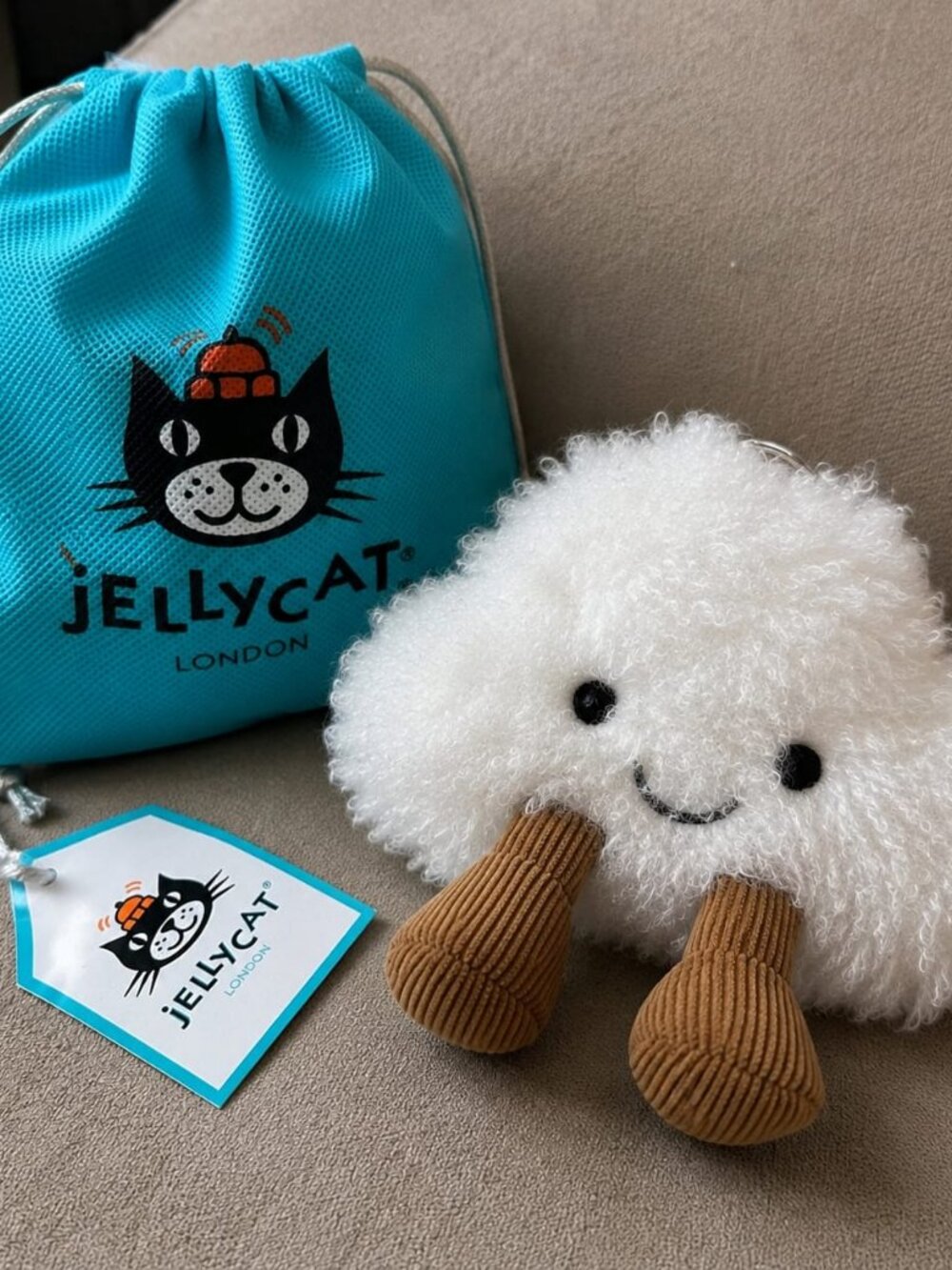 Jellycat Cloud Plush Stuffed Animal Keychain Bag Charm - Picture 3 of 5
